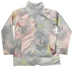 EUC Adidas Full Zip Soft Shell Pink Gray Jacket - Size 4